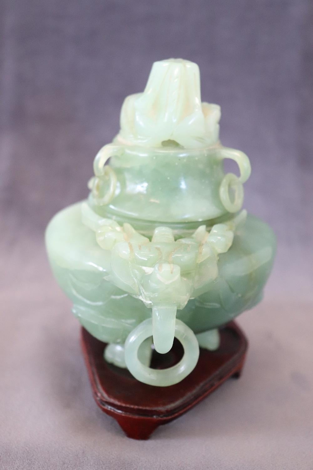 20th Century Chinese Sculpture, Censer in Carved Jade For Sale 2