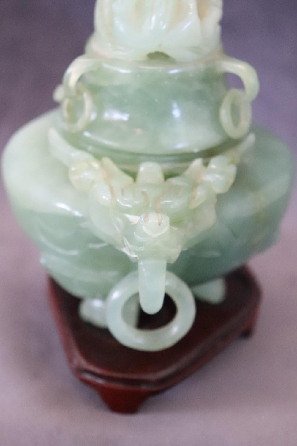 20th Century Chinese Sculpture, Censer in Carved Jade For Sale 3