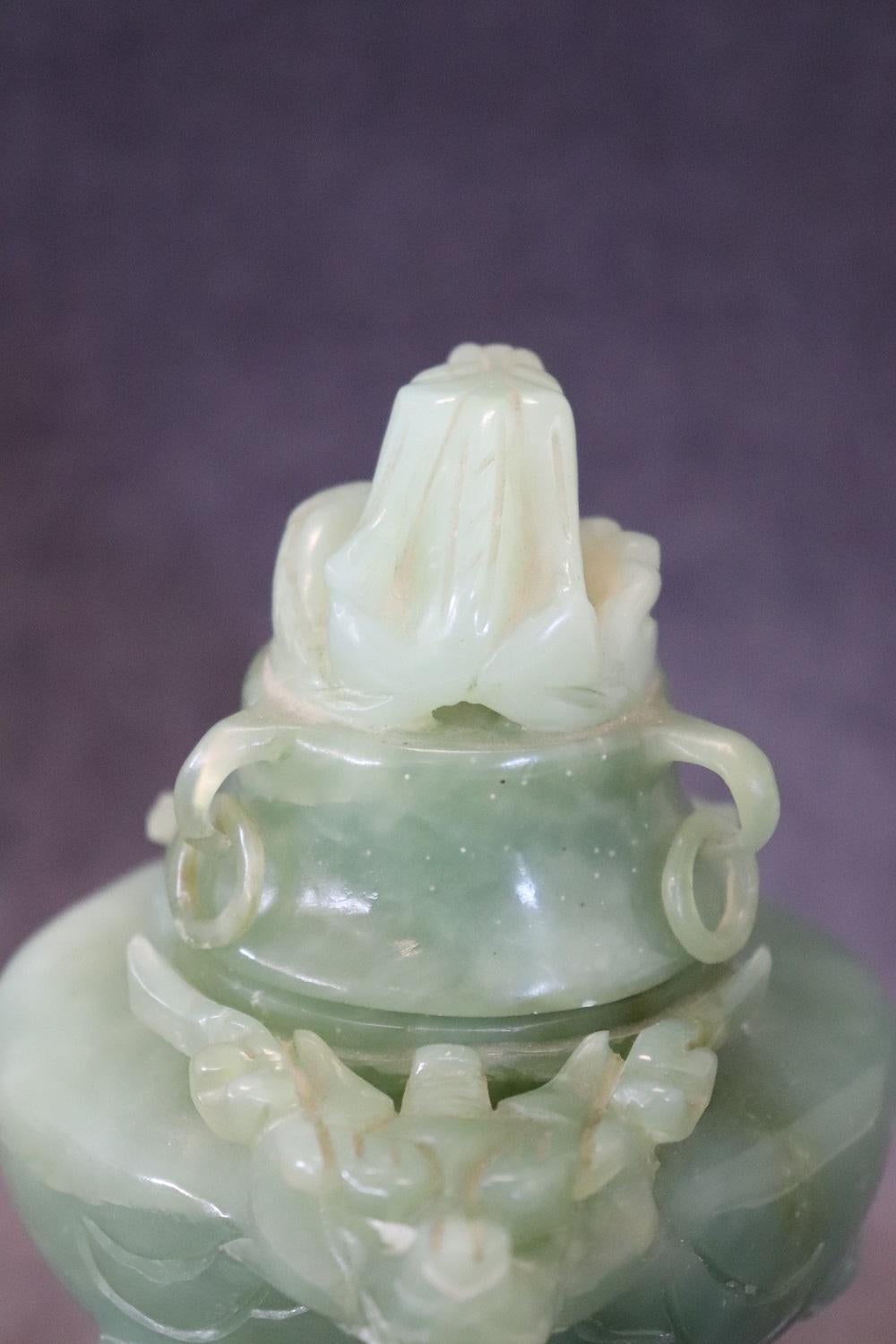 20th Century Chinese Sculpture, Censer in Carved Jade For Sale 4