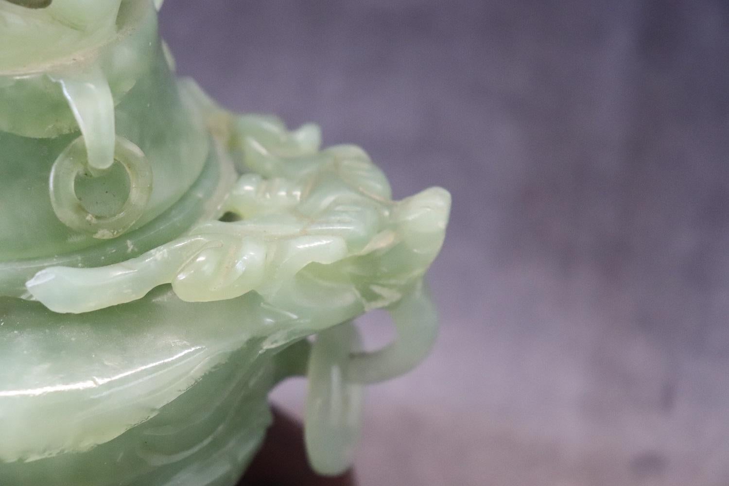 20th Century Chinese Sculpture, Censer in Carved Jade For Sale 5