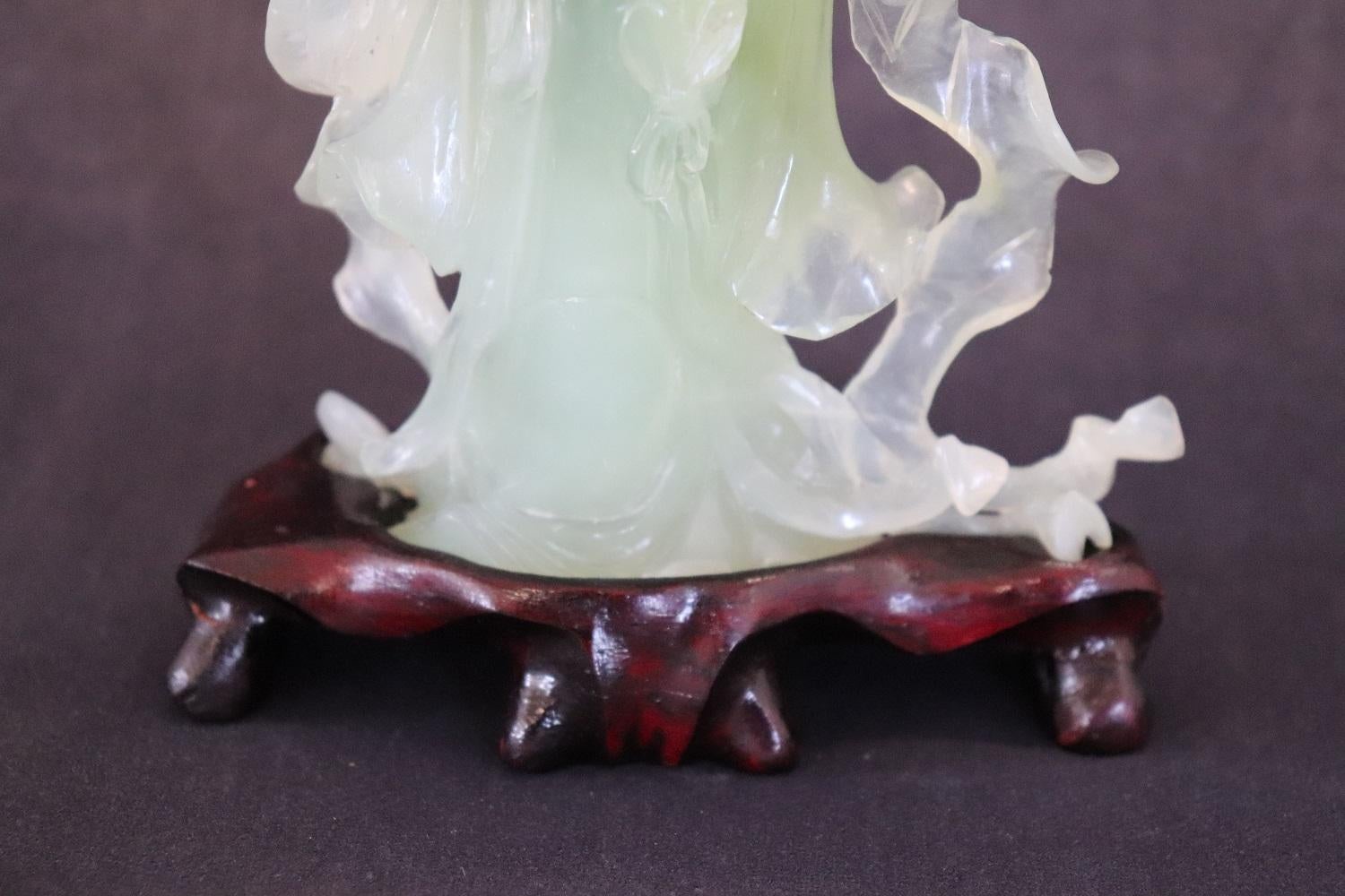 Mid-20th Century 20th Century Chinese Sculpture, Geisha in Carved Jade For Sale