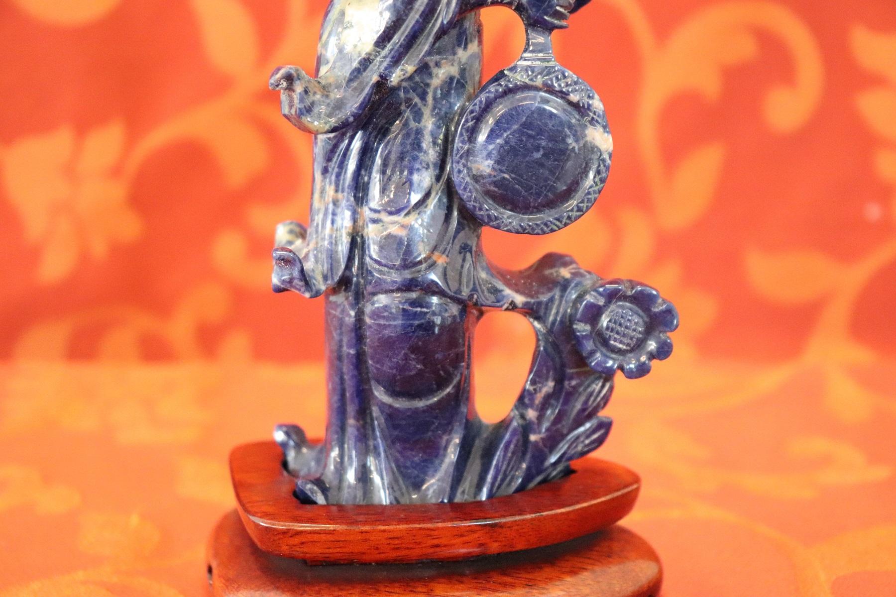 20th Century Chinese Sculpture in Lapis Lazuli Geisha Figure 1