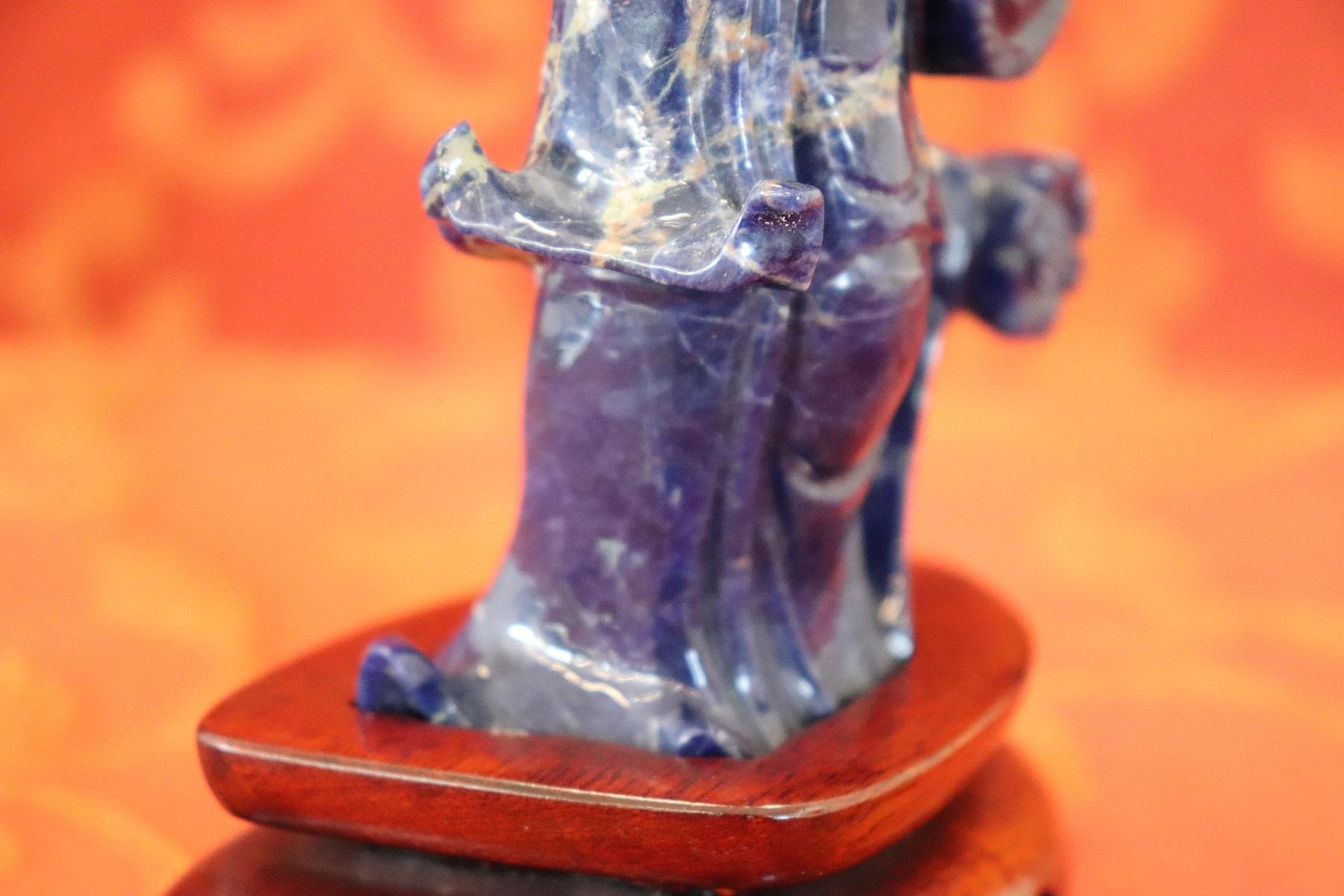 20th Century Chinese Sculpture in Lapis Lazuli Geisha Figure 5