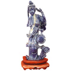 20th Century Chinese Sculpture in Lapis Lazuli Geisha Figure