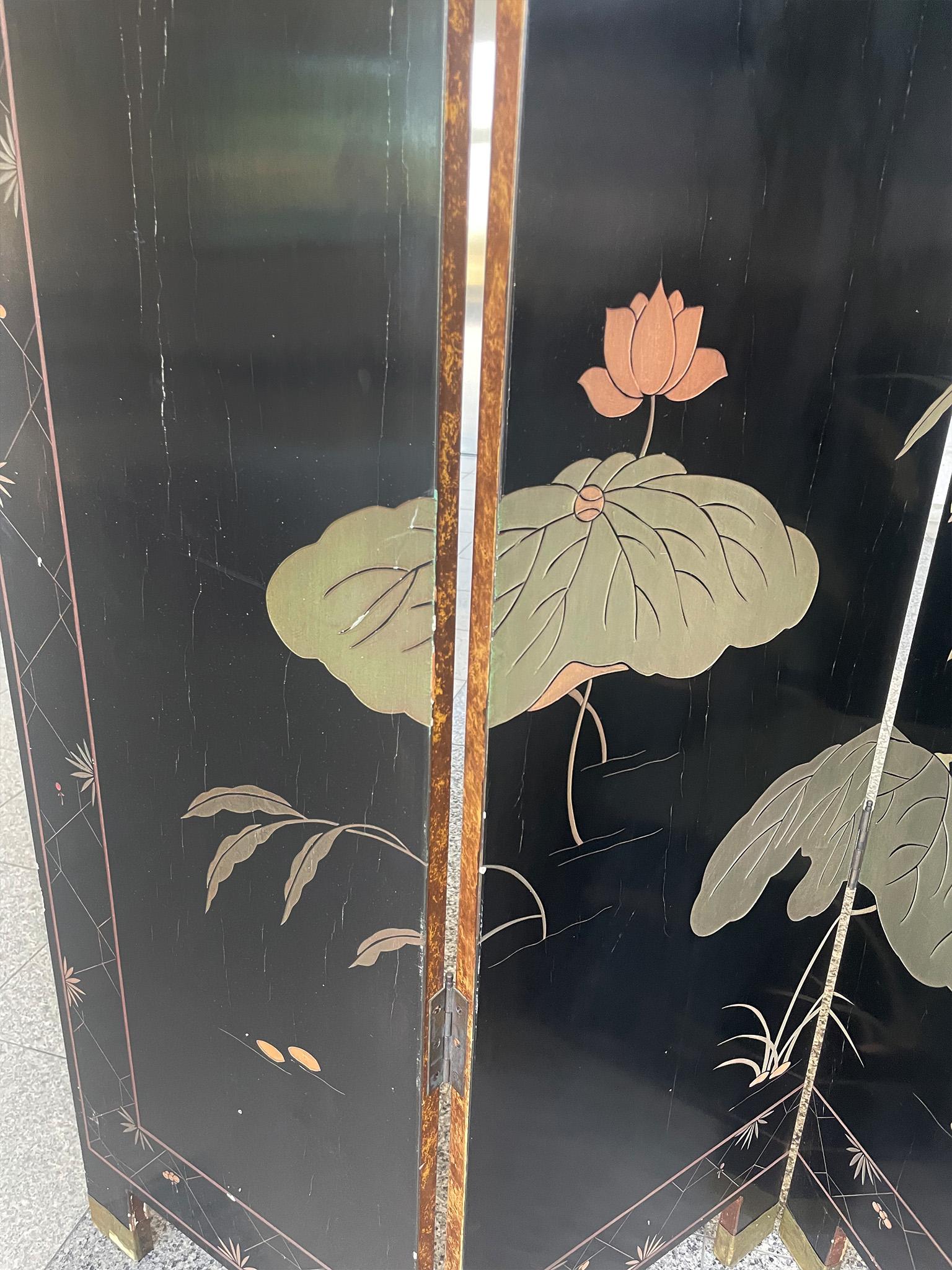 20th Century Chinese Six-Panel Folding Screen For Sale 8