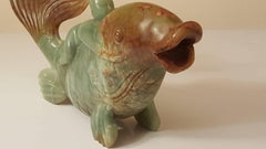20th Century Chinese Soapstone Carving of a Boy on the Back of a Carp