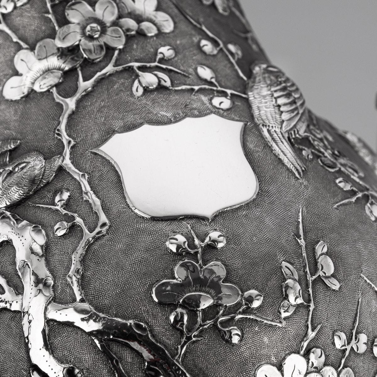 20th Century Chinese Solid Silver Cherry Blossom Tea Set, Siu Kee, circa 1900 7