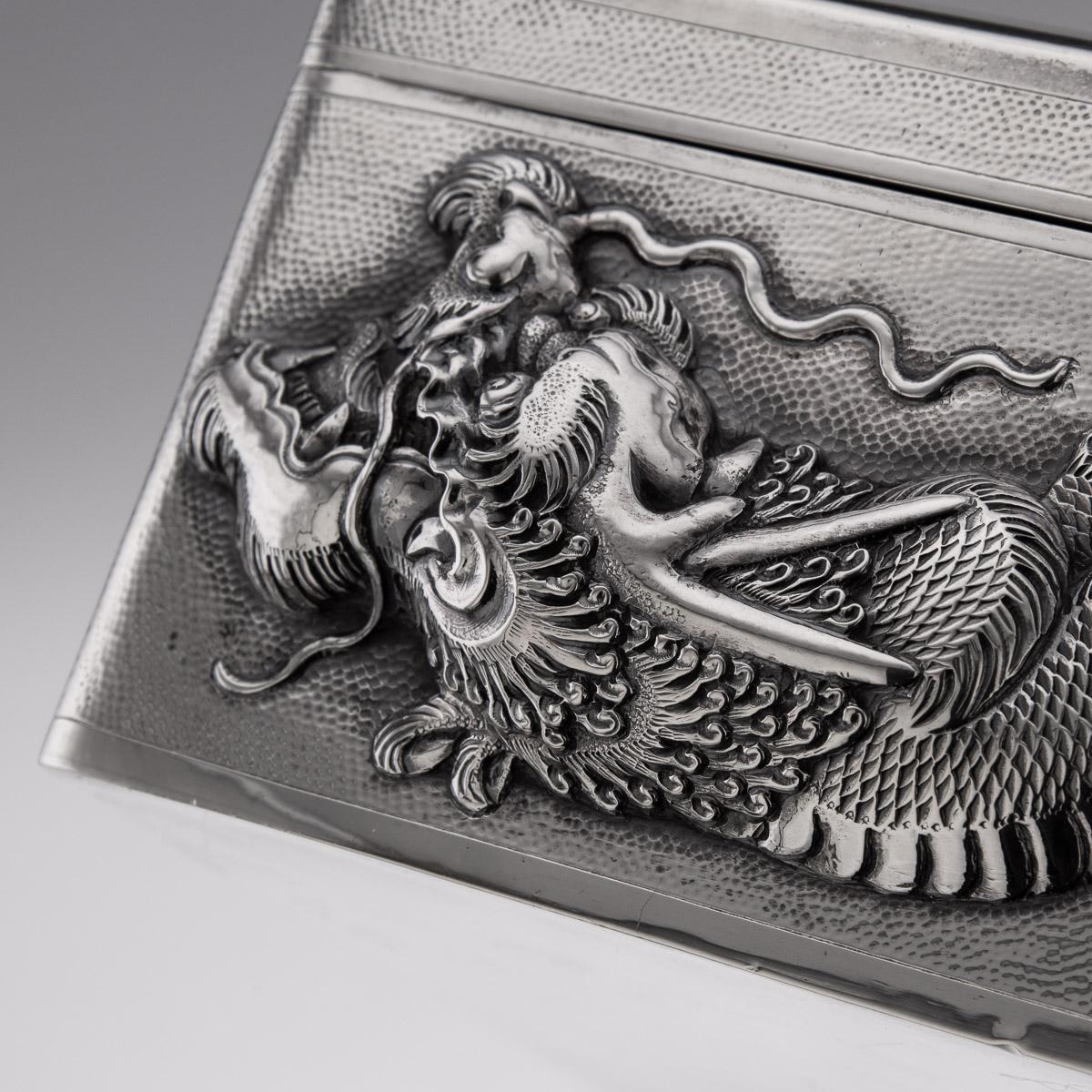 20th Century Chinese Solid Silver Dragon Cigar Box, C.1900 11