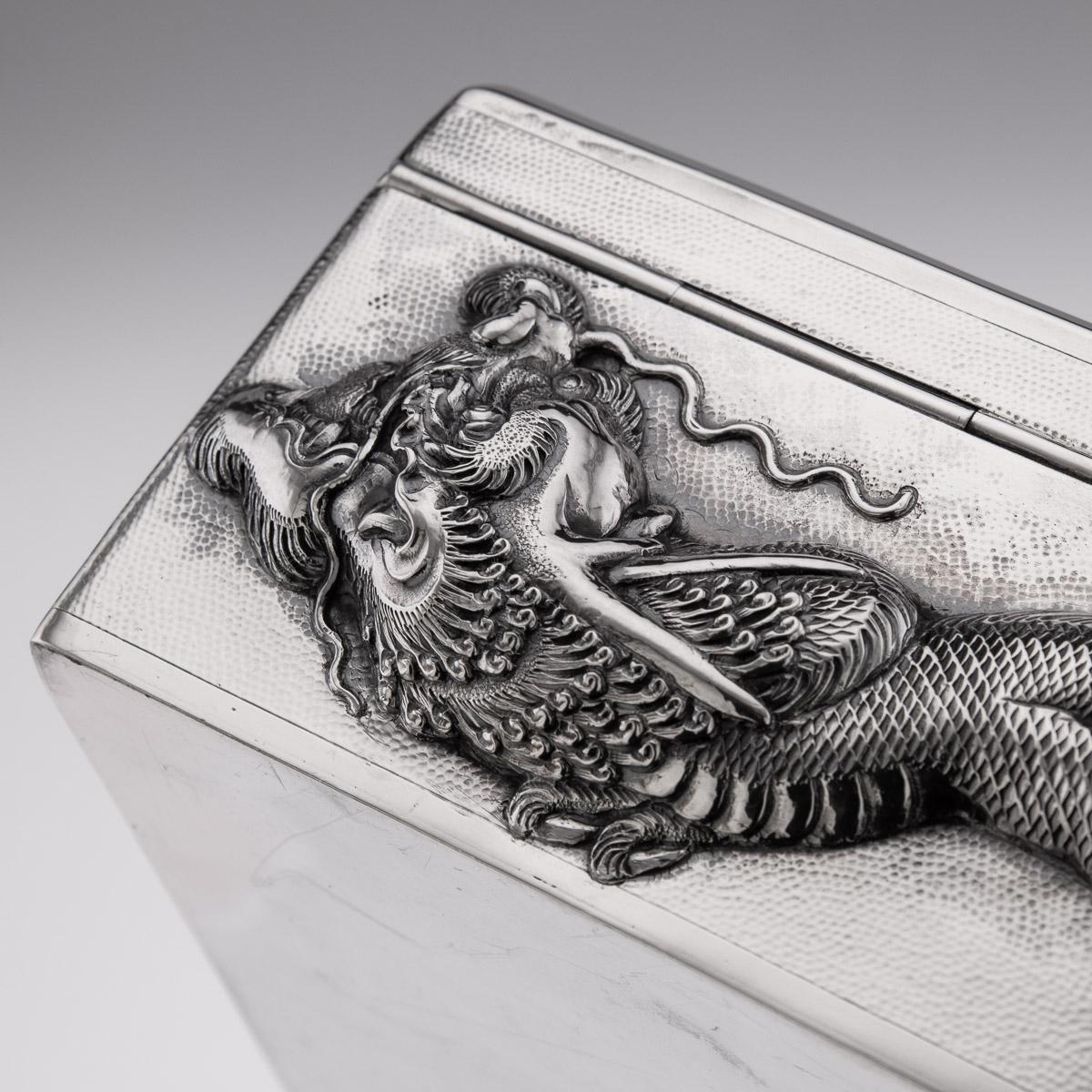 20th Century Chinese Solid Silver Dragon Cigar Box, C.1900 15