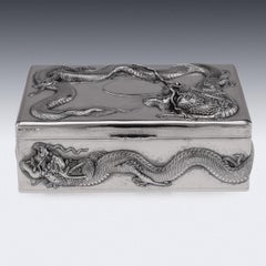 20th Century Chinese Solid Silver Dragon Cigar Box, C.1900
