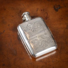 20th Century Chinese Solid Silver Hip Flask, Canton, c.1920