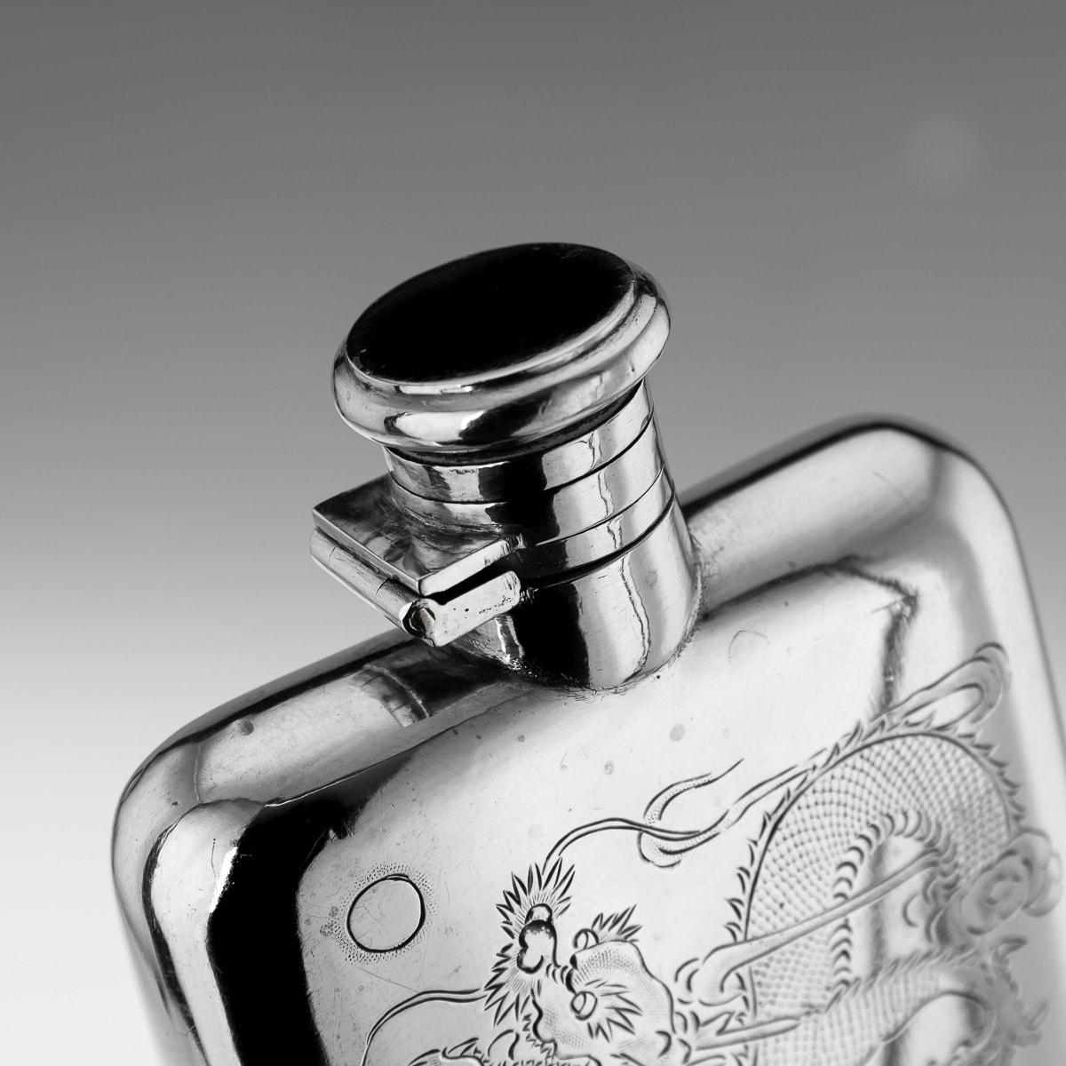 Chinese Export 20th Century Chinese Solid Silver Hip Flask, Canton, c.1920 For Sale
