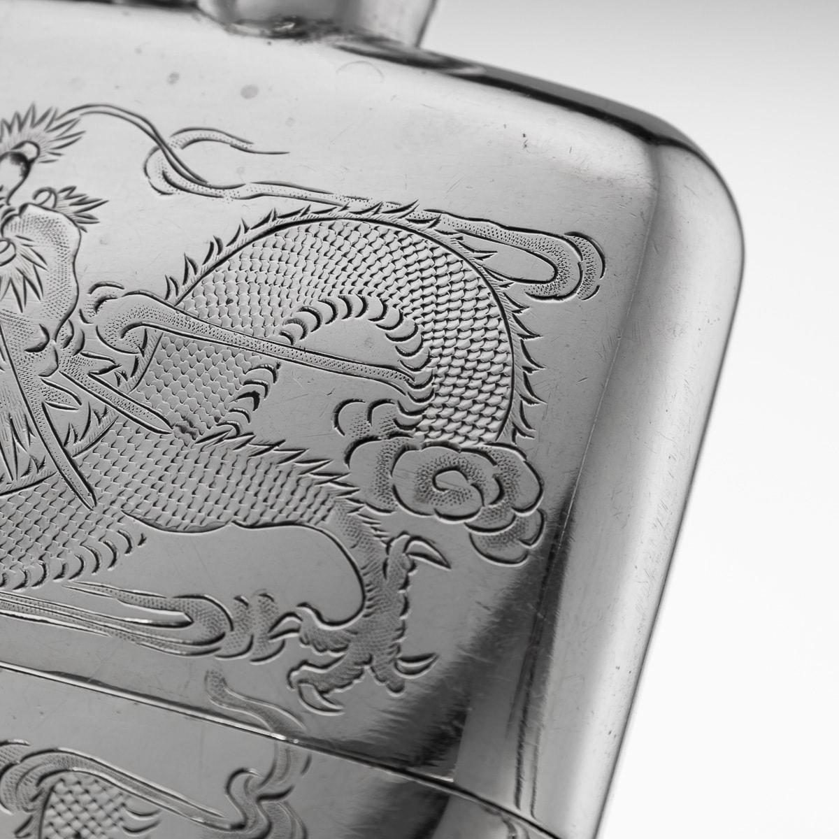 20th Century Chinese Solid Silver Hip Flask, Canton, c.1920 For Sale 2
