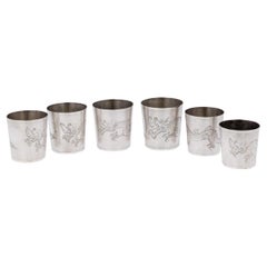 Ensemble de 6 tasses empilables en argent massif de Chine du 20ème siècle, vers 1920