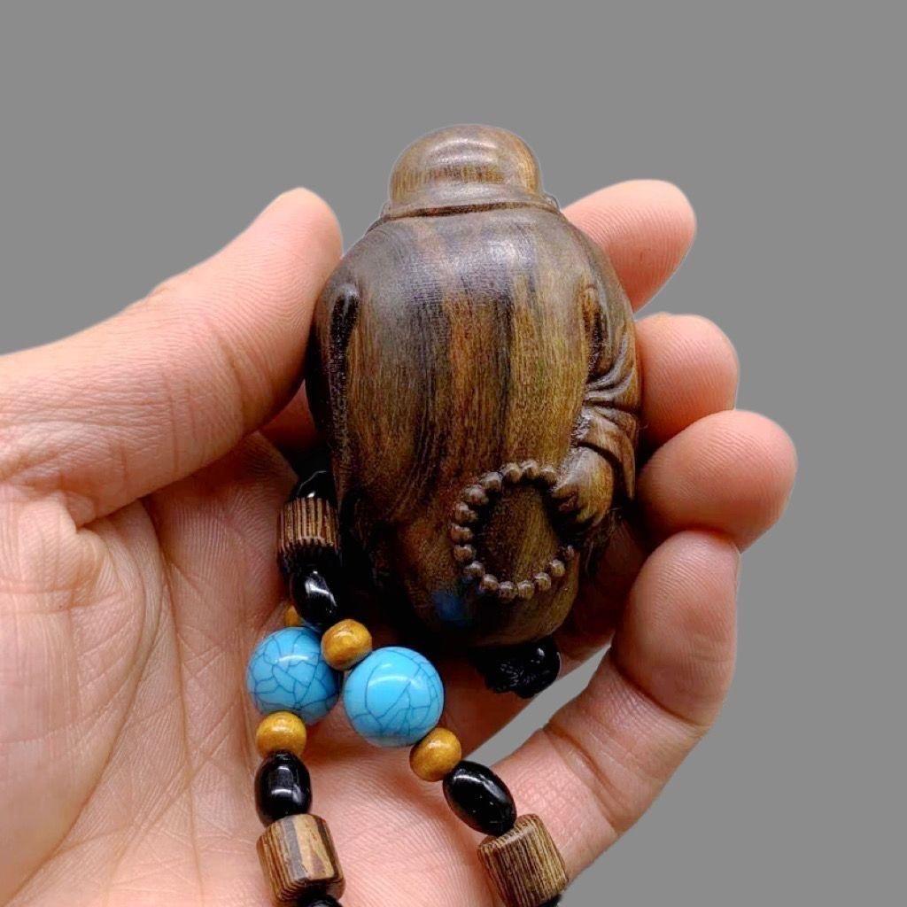 20th Century Chinese Wood Carving Maitreya Buddha Bracelet For Sale 3