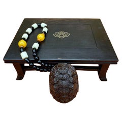 20th Century Chinese Wood Carving "Wealth Across the World" Turtle Shell