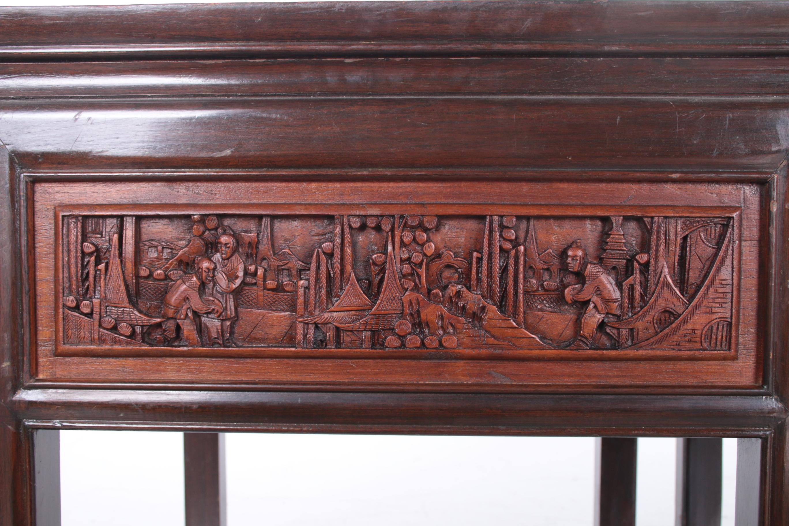 20th Century Chinese Wooden Bedside Tables with Beautiful Hand Carving 2