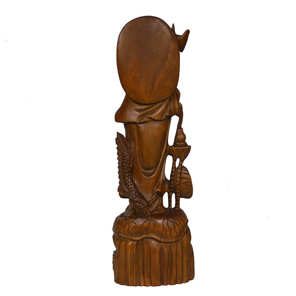 20th Century Chinese Wooden Carved Guan Yin Statuary For Sale 5