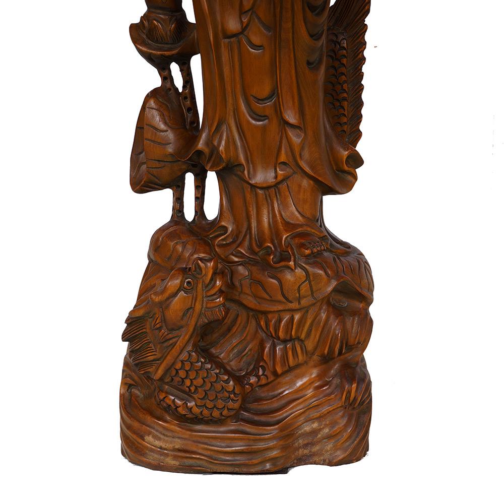 Chinese Export 20th Century Chinese Wooden Carved Guan Yin Statuary For Sale
