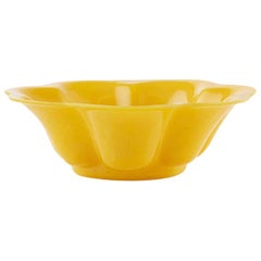 20th Century Chinese Yellow Glass Floriform Bowl