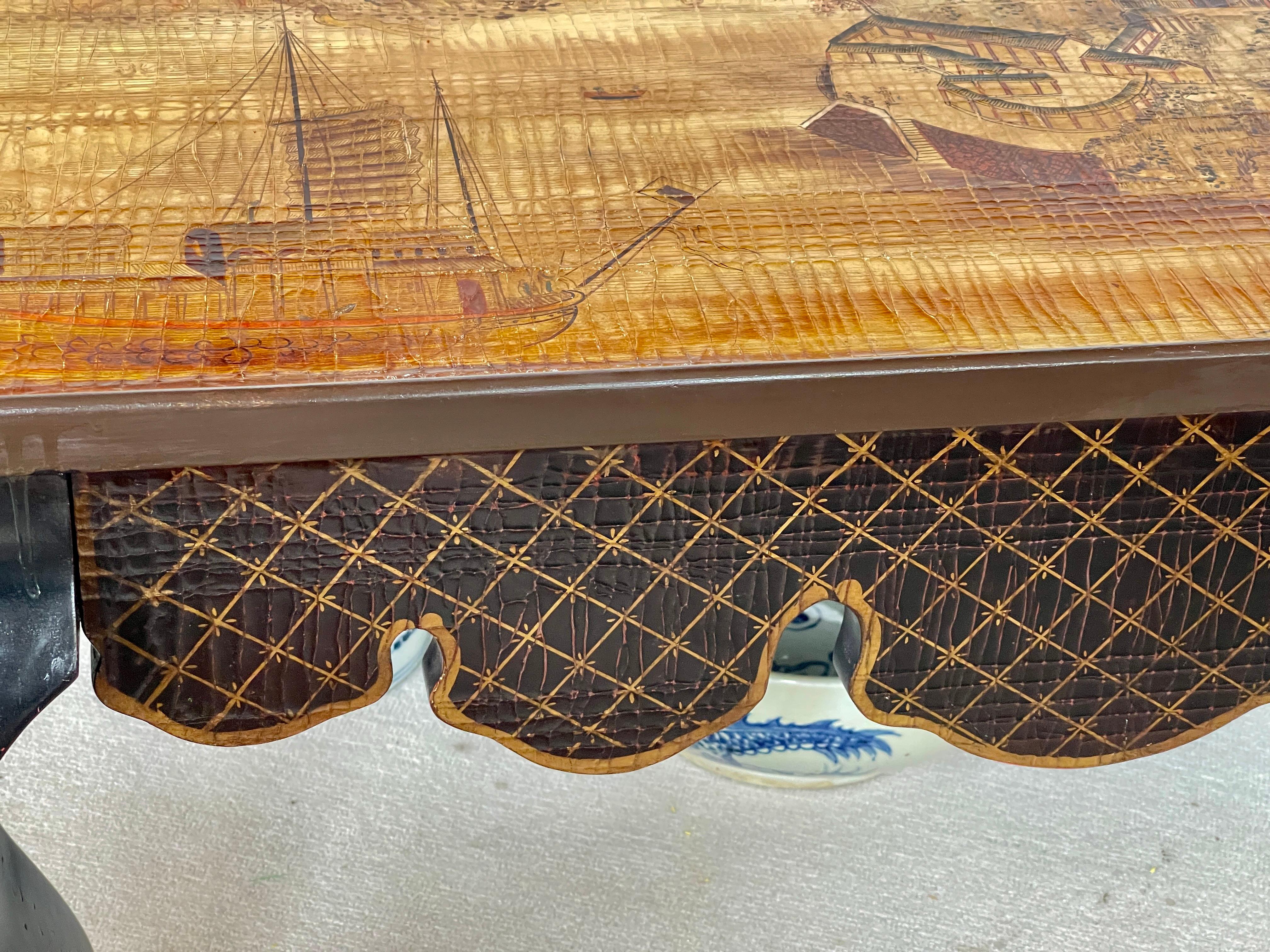 20ème siècle. Table Cocktail Tables laquées Chinoiserie, pieds Ball and Claw en vente 2
