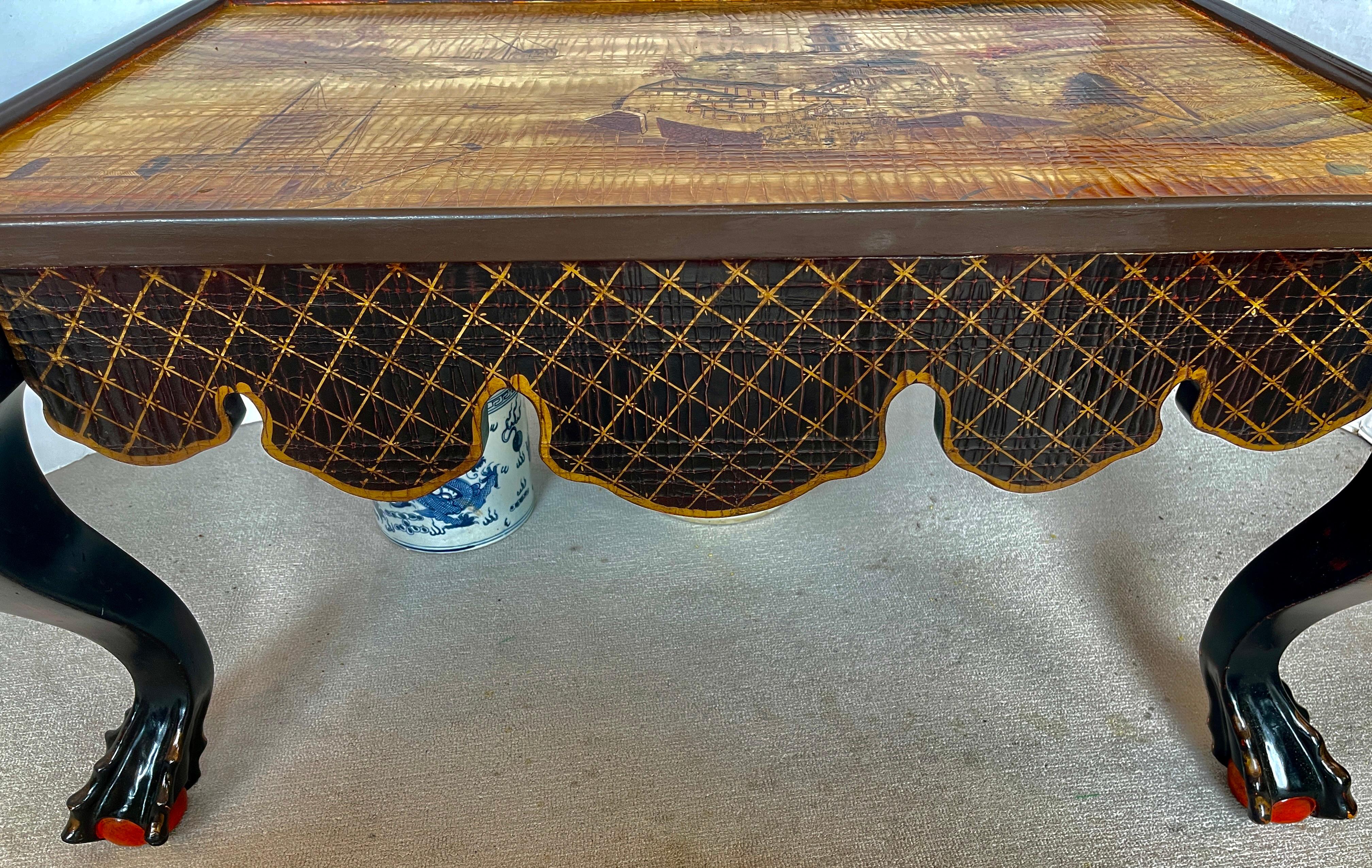 20ème siècle. Table Cocktail Tables laquées Chinoiserie, pieds Ball and Claw en vente 5