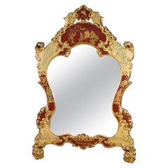 20th Century Chinoiserie Lacquered, Painted and Gold Wood Venetian Mirror, 1950