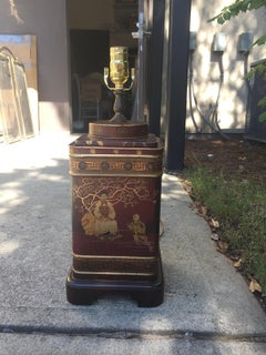 20th Century Chinoiserie Tole Tea Tin Lamp