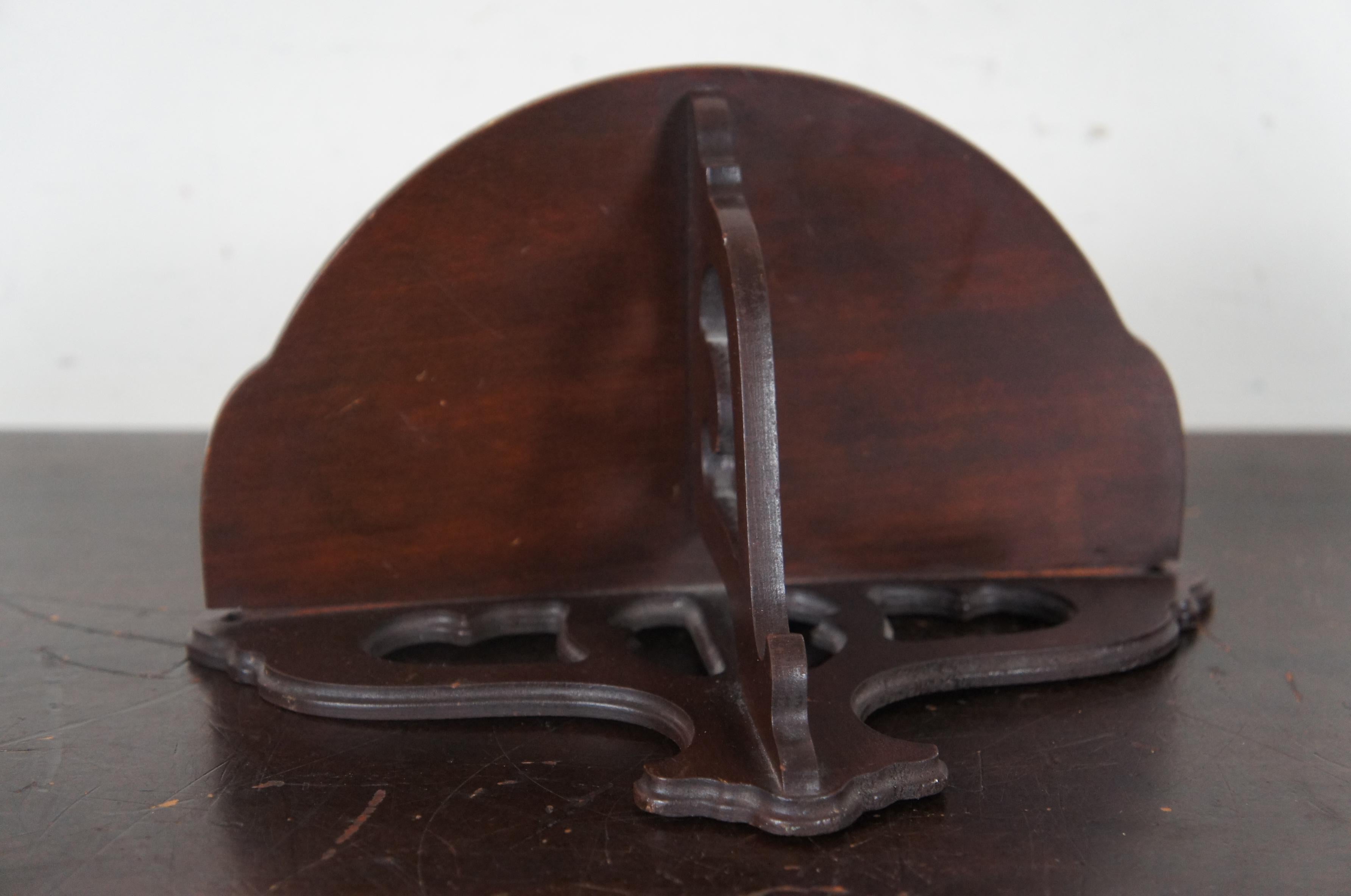 20th Century Chippendale Carved Mahogany Demilune Wall Shelf Sconce 6