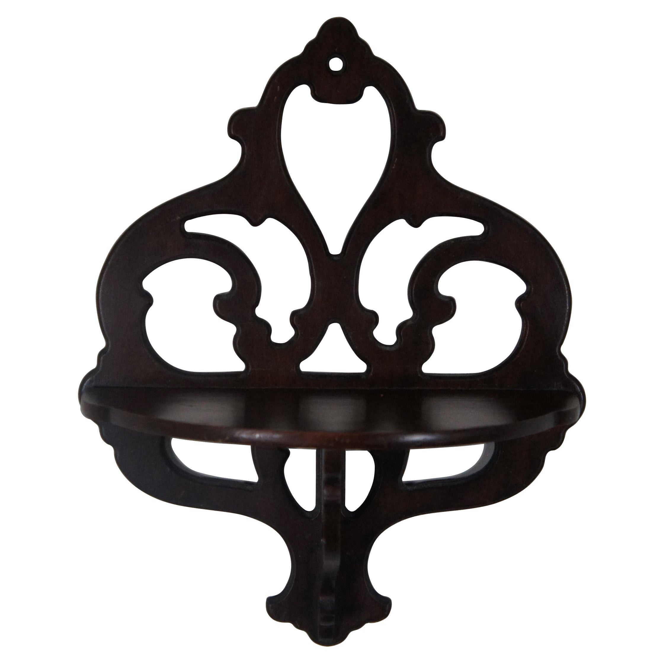 20th Century Chippendale Carved Mahogany Demilune Wall Shelf Sconce