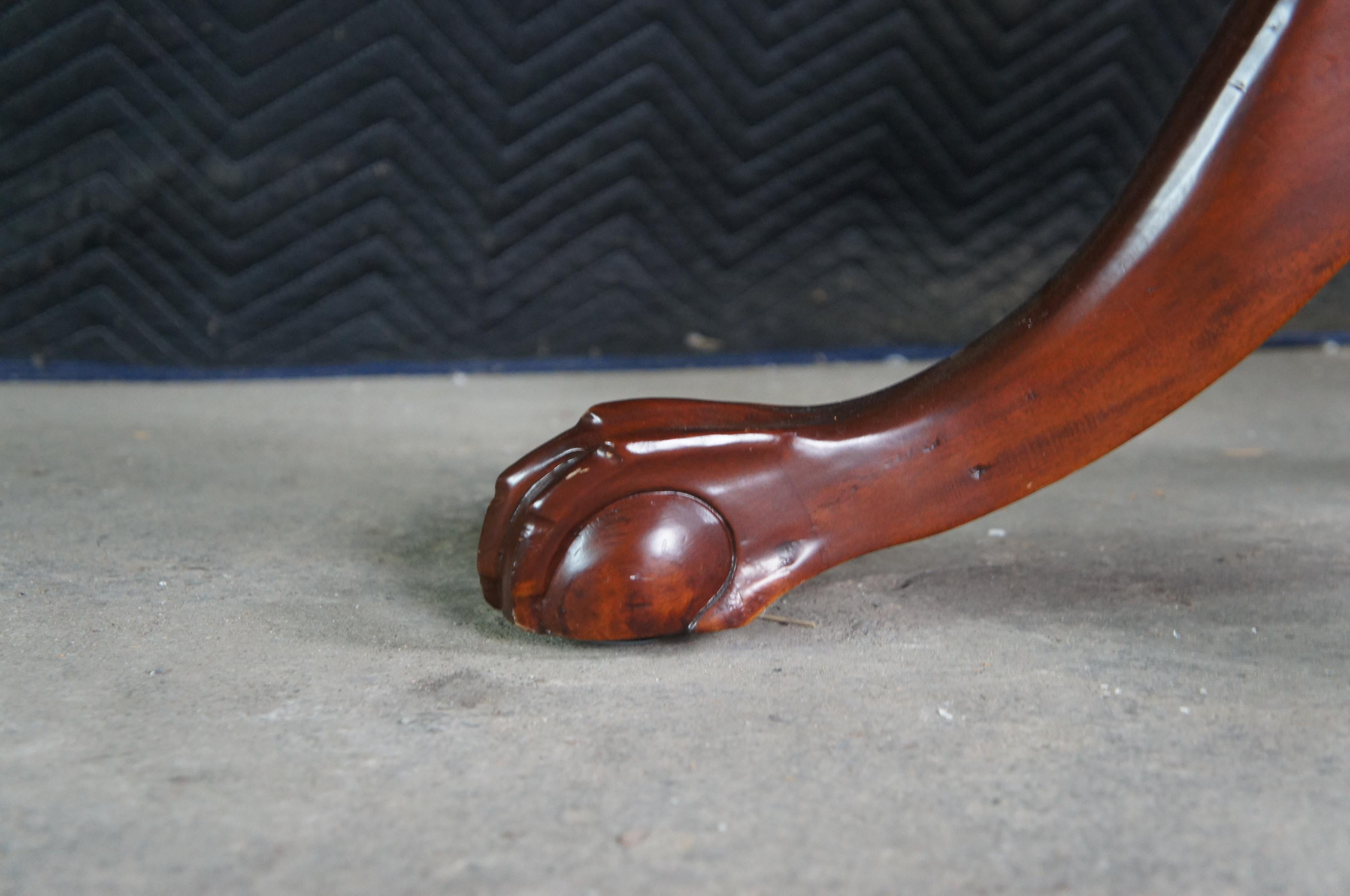 20th Century Chippendale Carved Mahogany Extendable Dining Table Ball & Claw 124 8