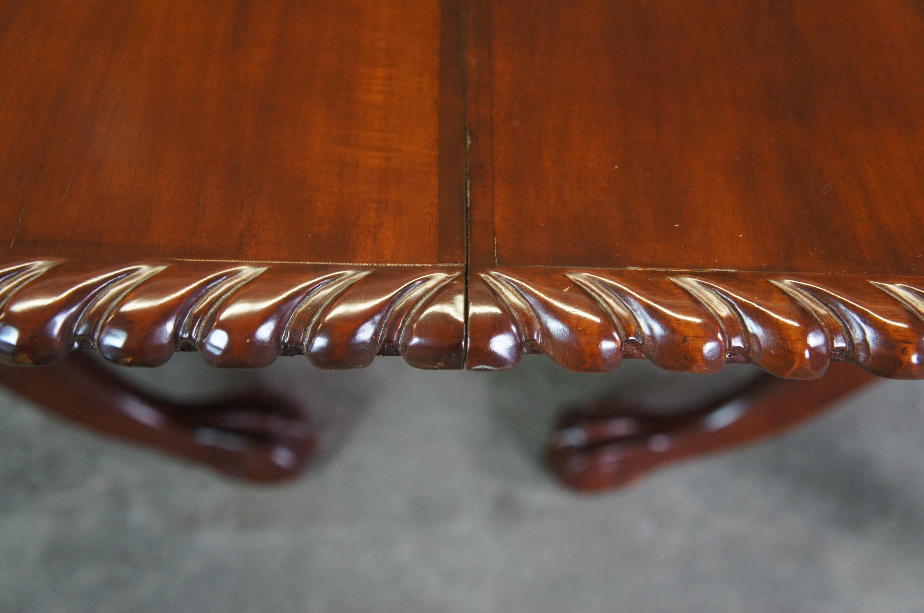 20th Century Chippendale Carved Mahogany Extendable Dining Table Ball & Claw 124 2