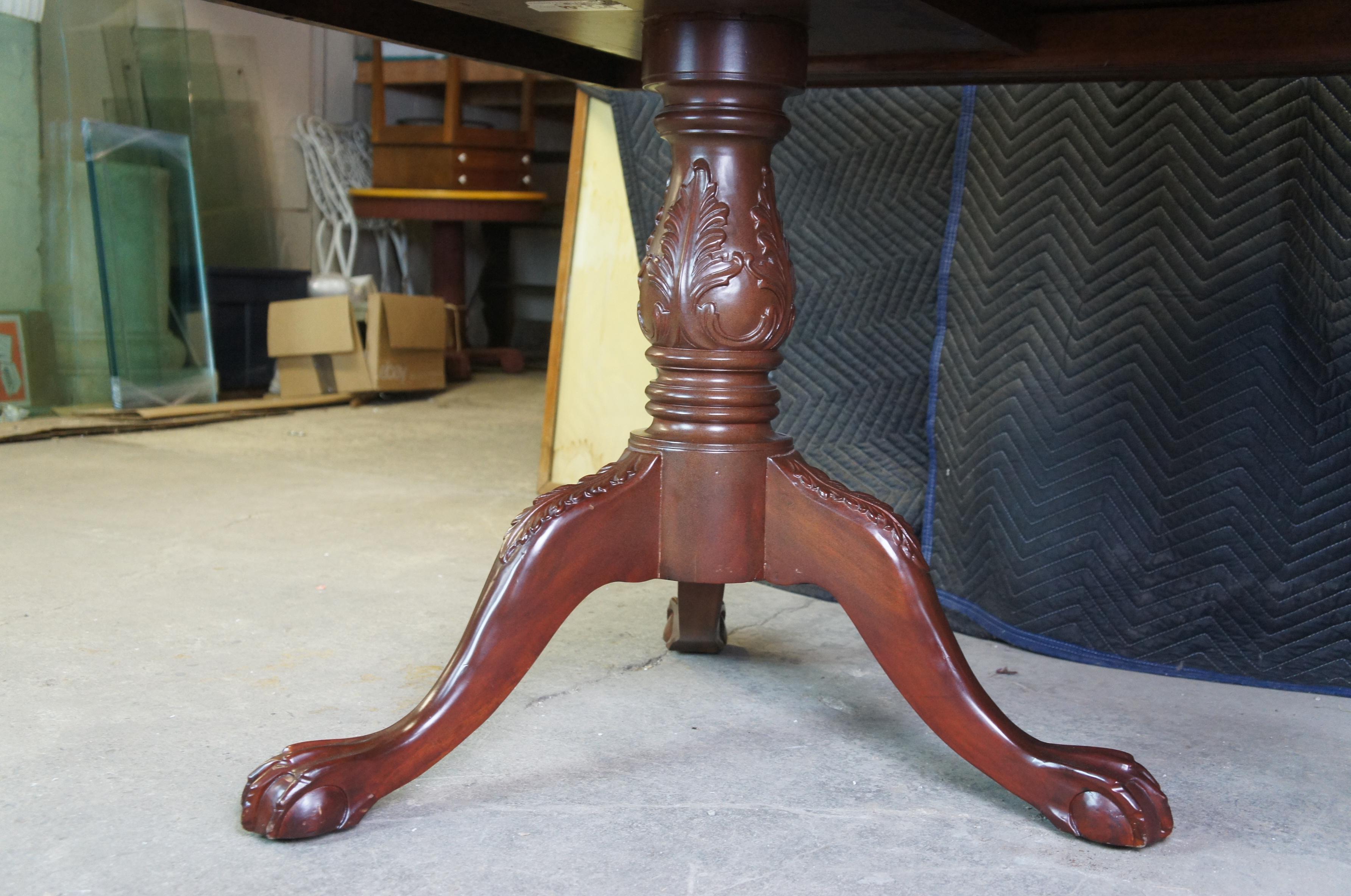 20th Century Chippendale Carved Mahogany Extendable Dining Table Ball & Claw 124 3