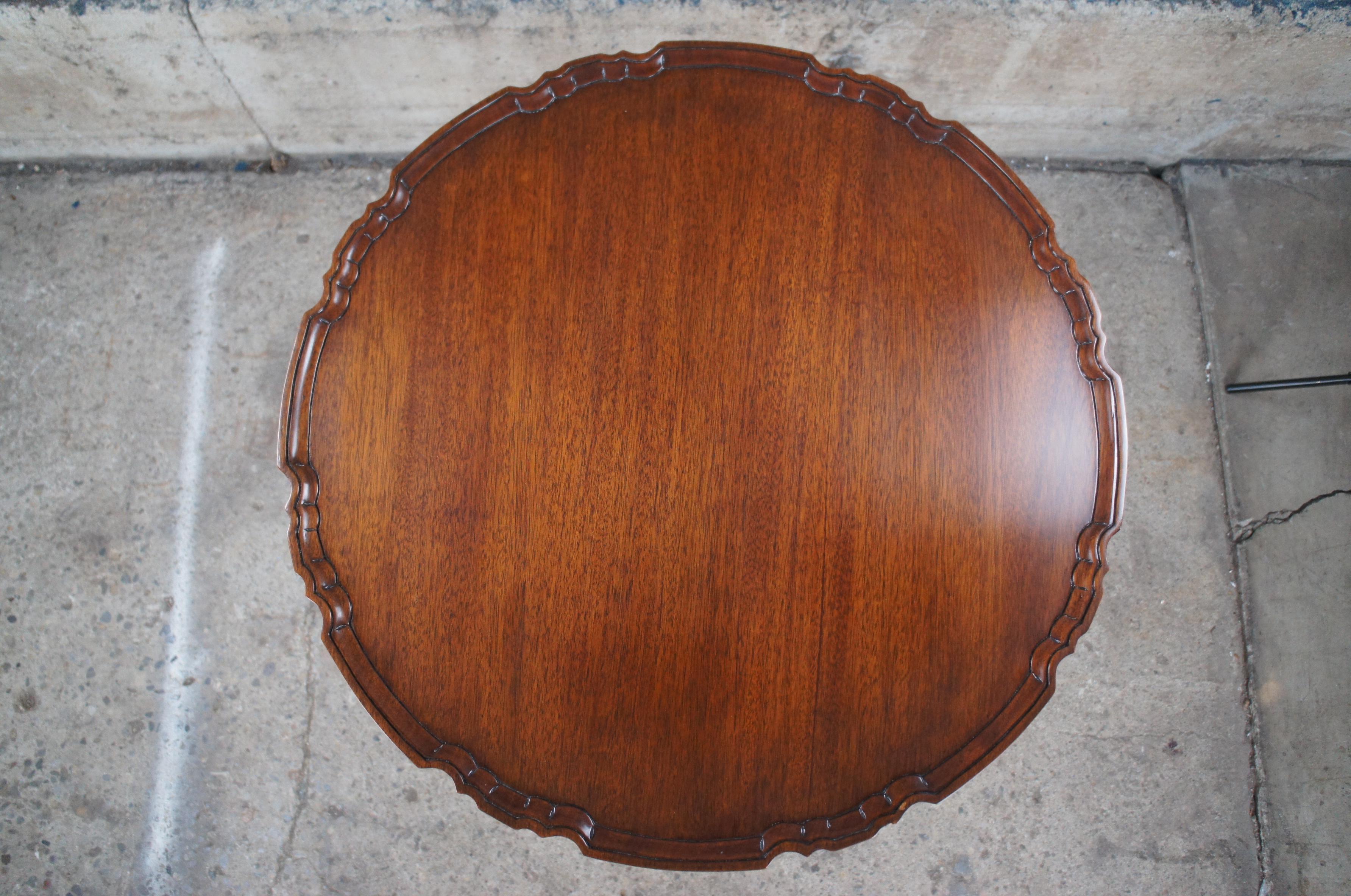 20th Century Chippendale Carved Mahogany Pie crust Tea Side Table Ball Claw Foot For Sale 8