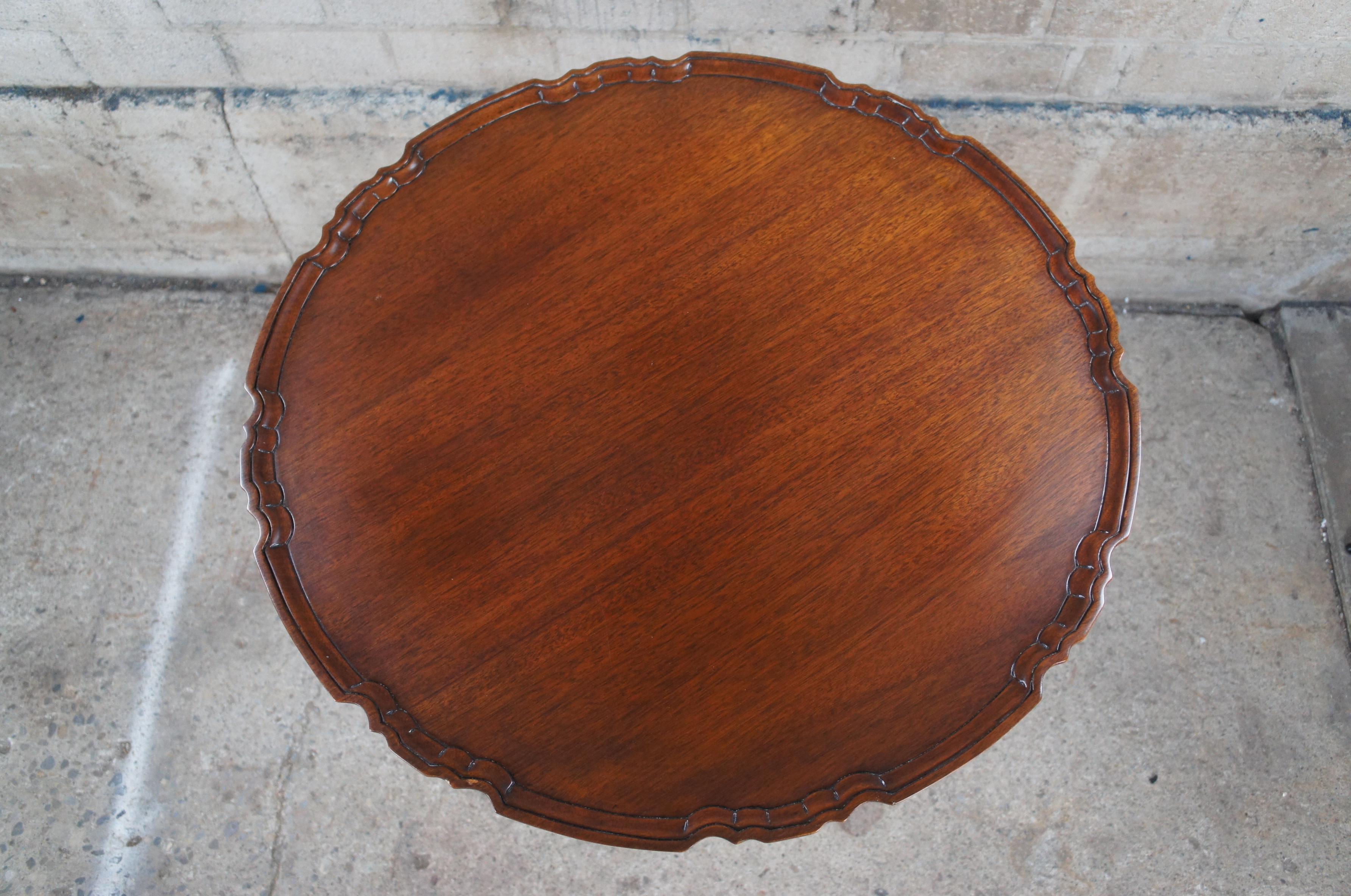 Late 20th Century 20th Century Chippendale Carved Mahogany Pie crust Tea Side Table Ball Claw Foot