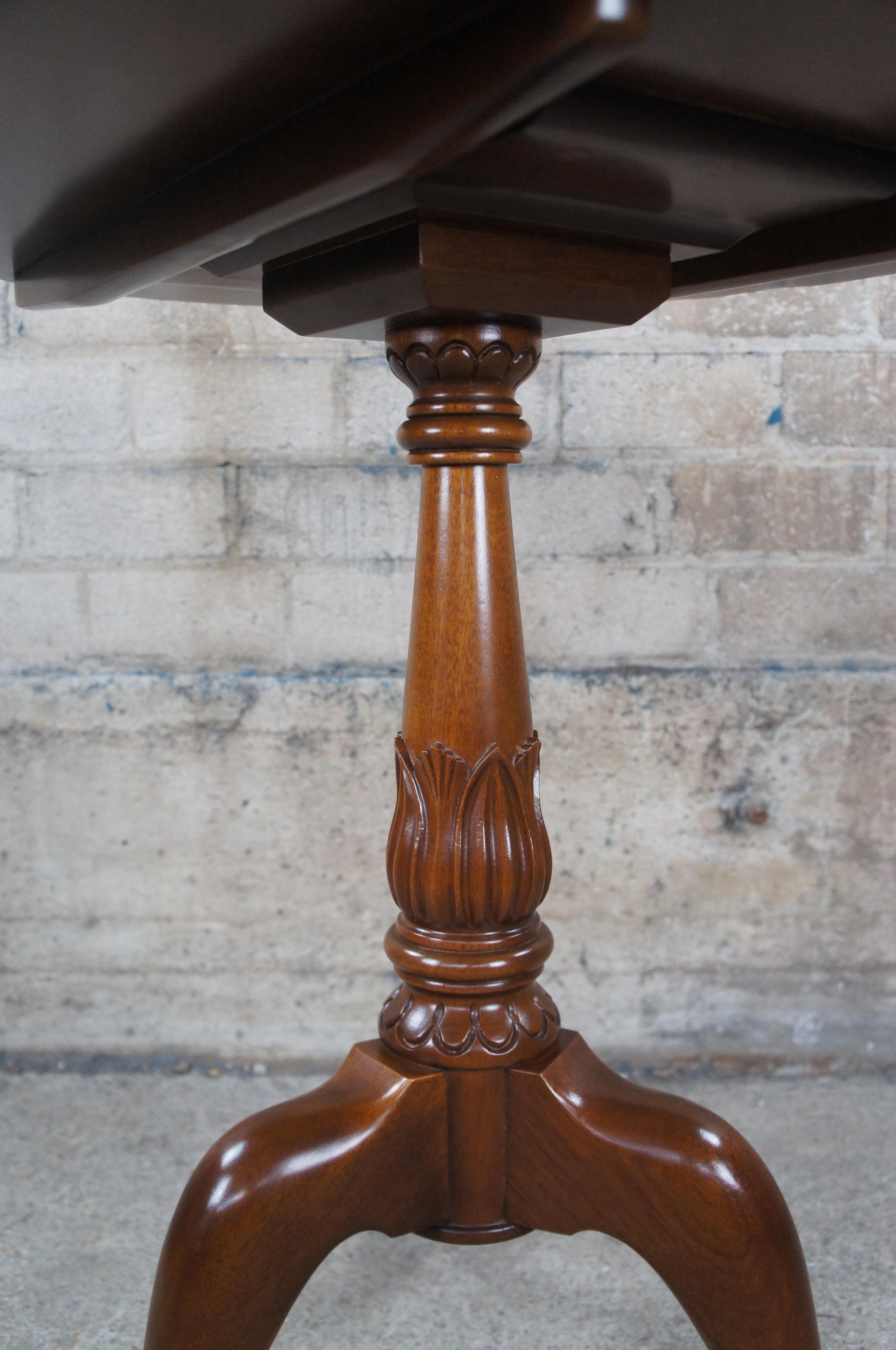 20th Century Chippendale Carved Mahogany Pie crust Tea Side Table Ball Claw Foot For Sale 2