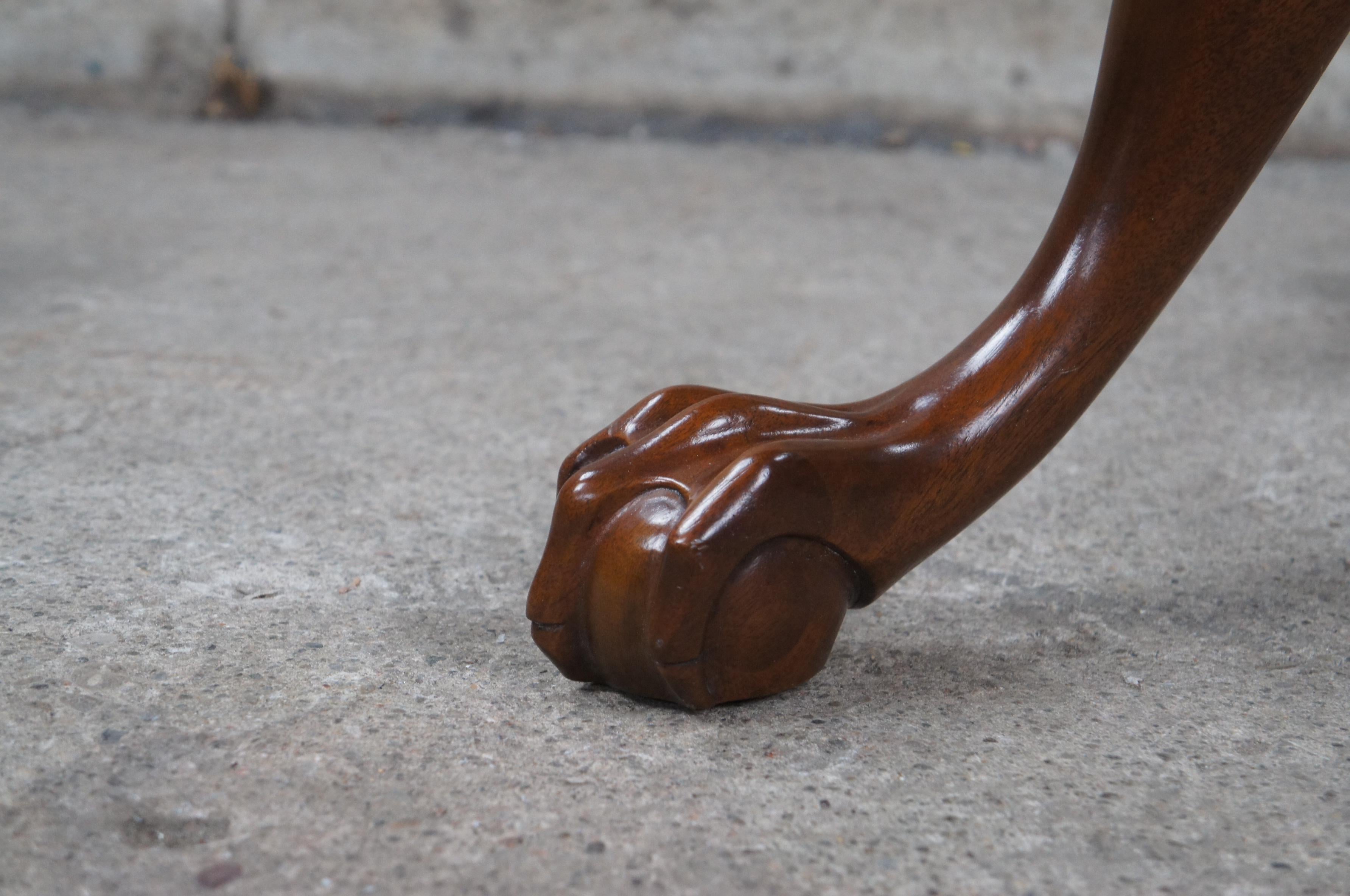 20th Century Chippendale Carved Mahogany Pie crust Tea Side Table Ball Claw Foot For Sale 3