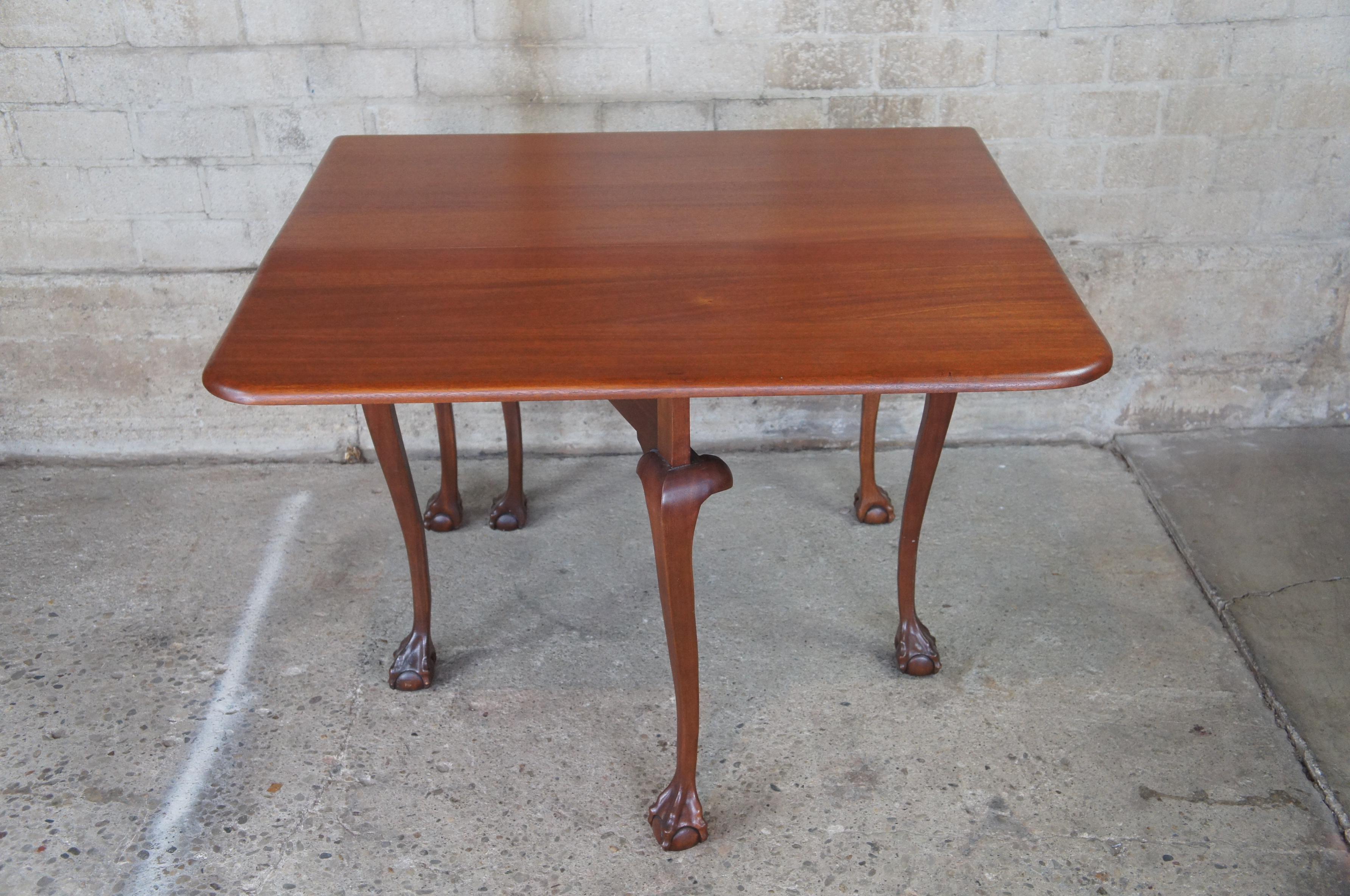 20th Century Chippendale Mahogany Ball & Claw Drop Leaf Gateleg Dining Table 2