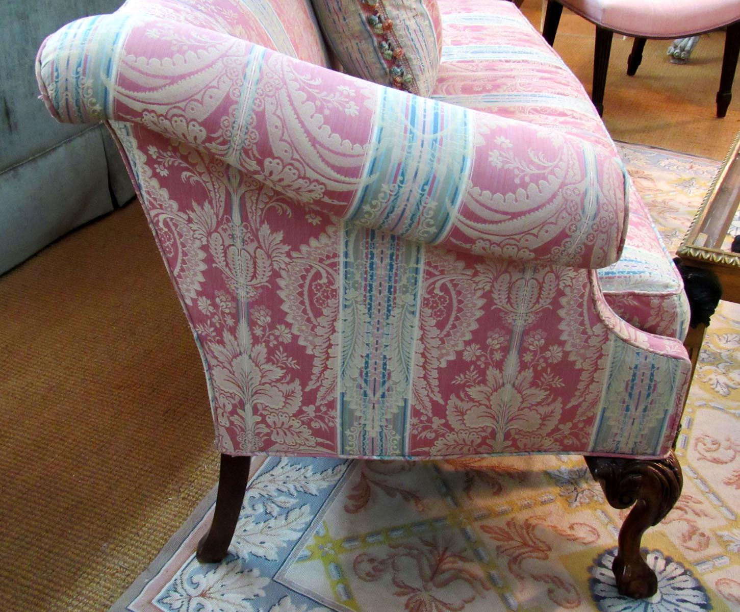 Mahogany 20th Century Chippendale Style Camelback Sofa