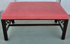 20th Century Chippendale Style Mahogany and Upholstered Bench