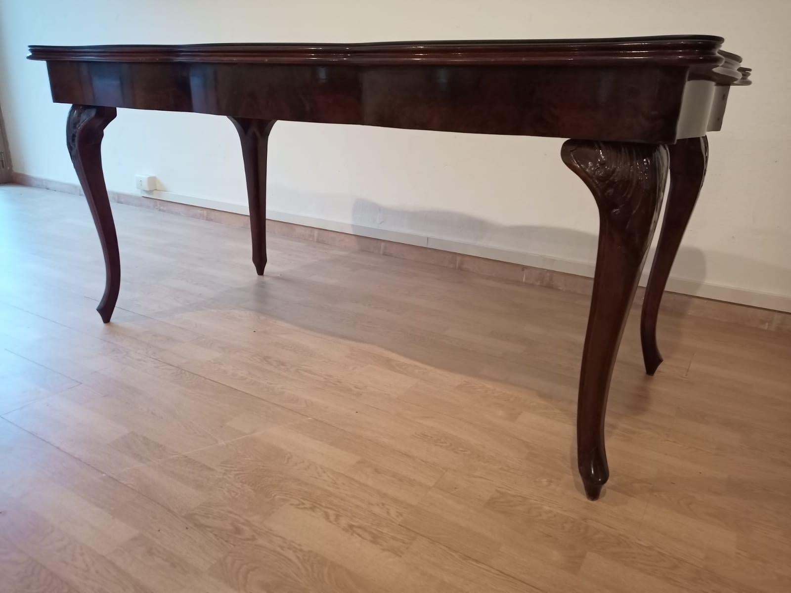 20th Century Chippendale Table Smoked Tempered Glass Walnut Top For Sale 5