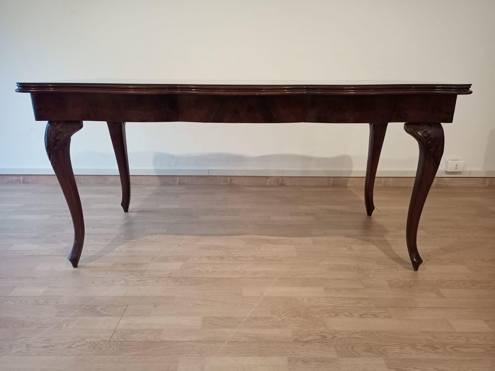 20th Century Chippendale Table Smoked Tempered Glass Walnut Top For Sale 6