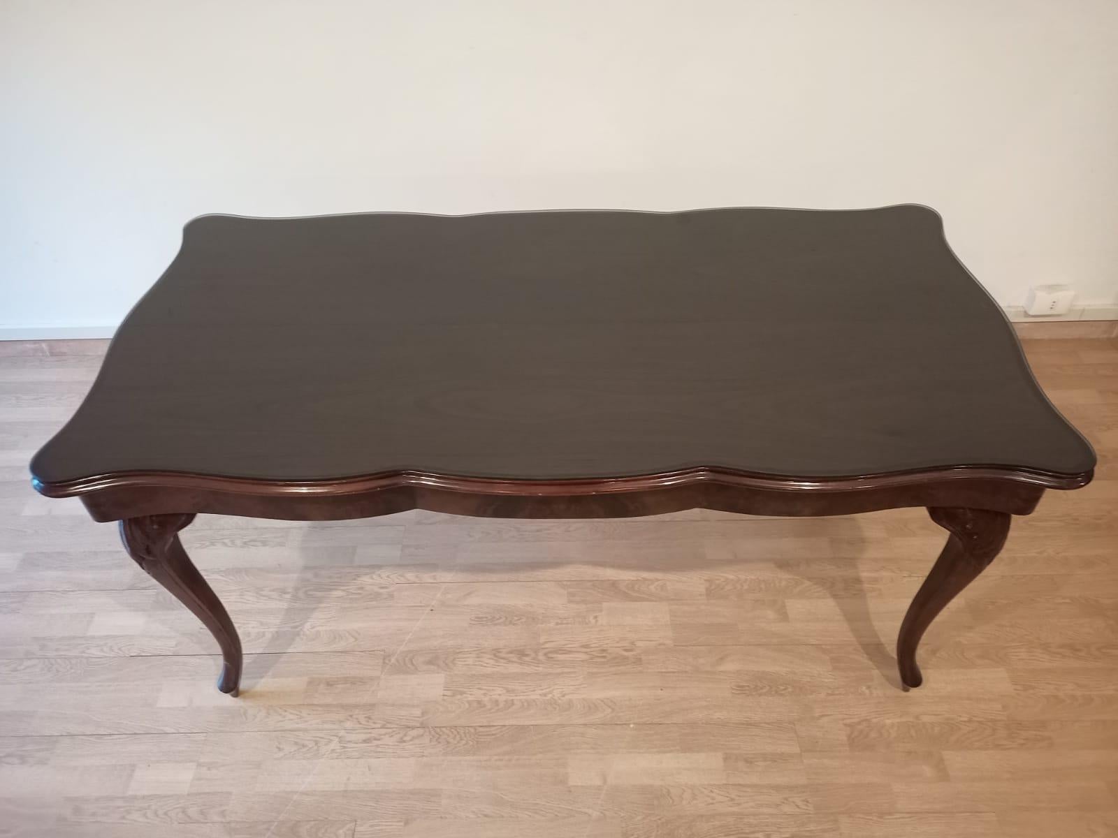 20th Century Chippendale Table Smoked Tempered Glass Walnut Top For Sale 10