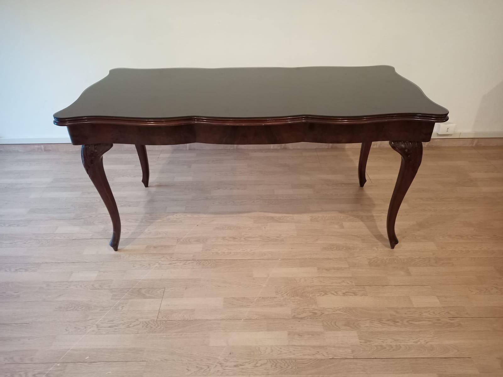 20th Century Chippendale Table Smoked Tempered Glass Walnut Top For Sale 13