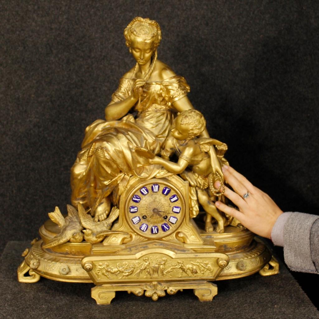 20th Century Chiselled and Gilt Antimony French Clock, 1920 For Sale 9