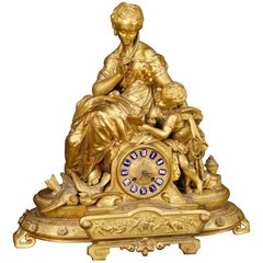 20th Century Chiselled and Gilt Antimony French Clock, 1920