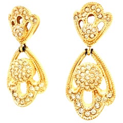 20th Century Christian Dior Pair Of Gold Plate 
Austrian Crystal Drop Earrings