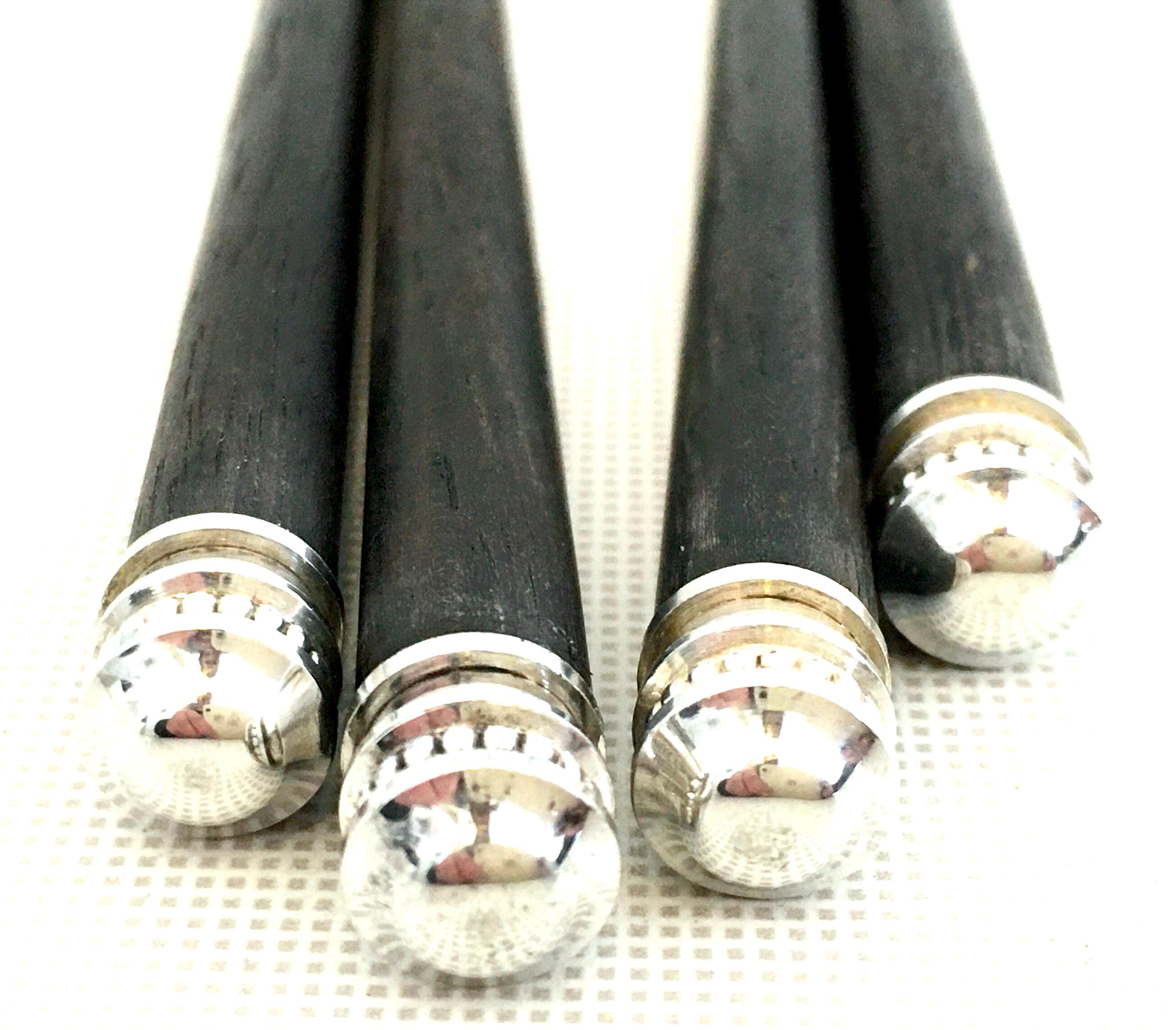 20th Century Christofle Silver France Sterling Silver & Ebony Chopsticks 2 Pairs In Good Condition In West Palm Beach, FL
