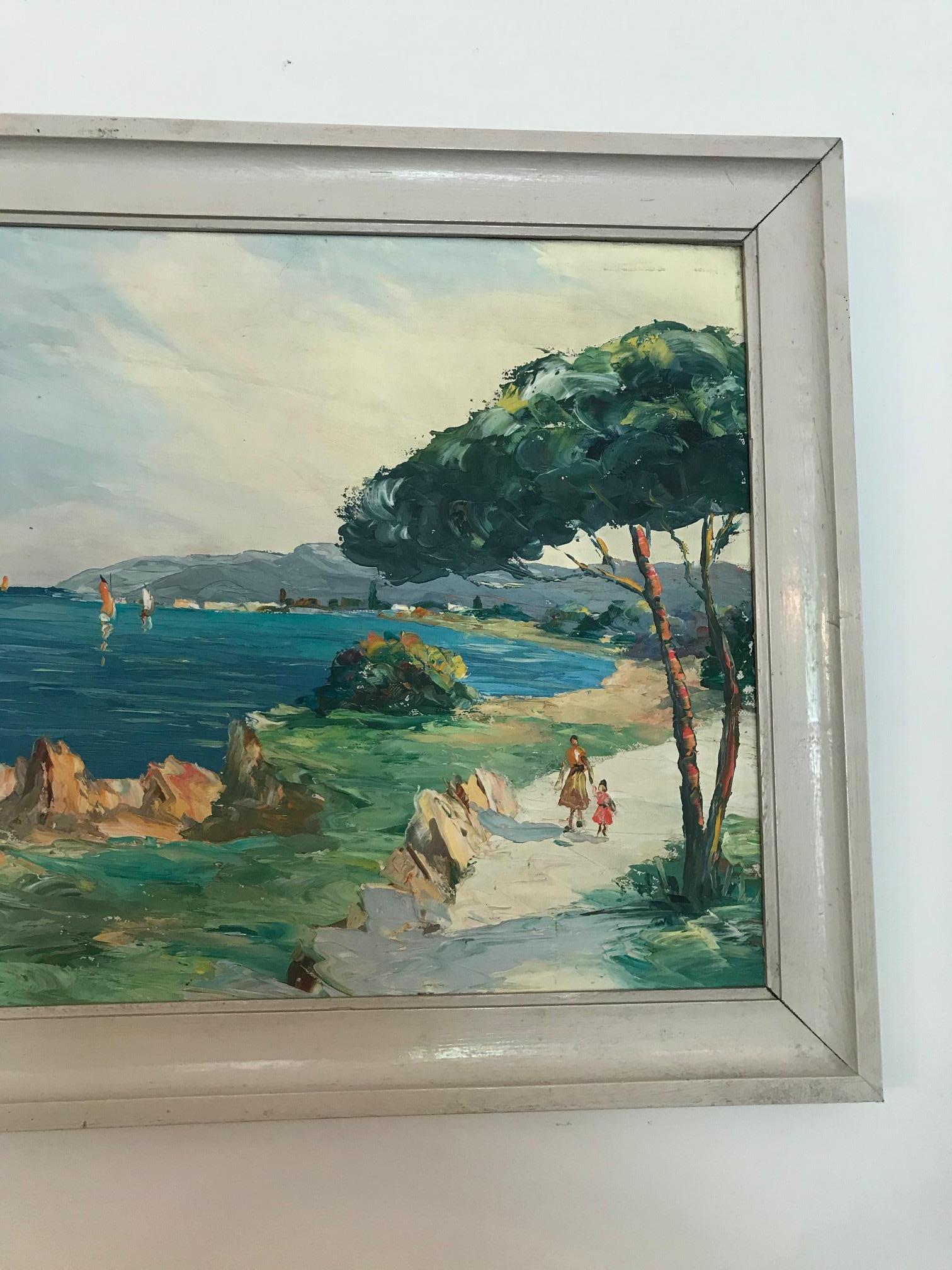 Early 20th Century 20th Century Christophe Charpidès Seaside Oil on Canvas, 1920s