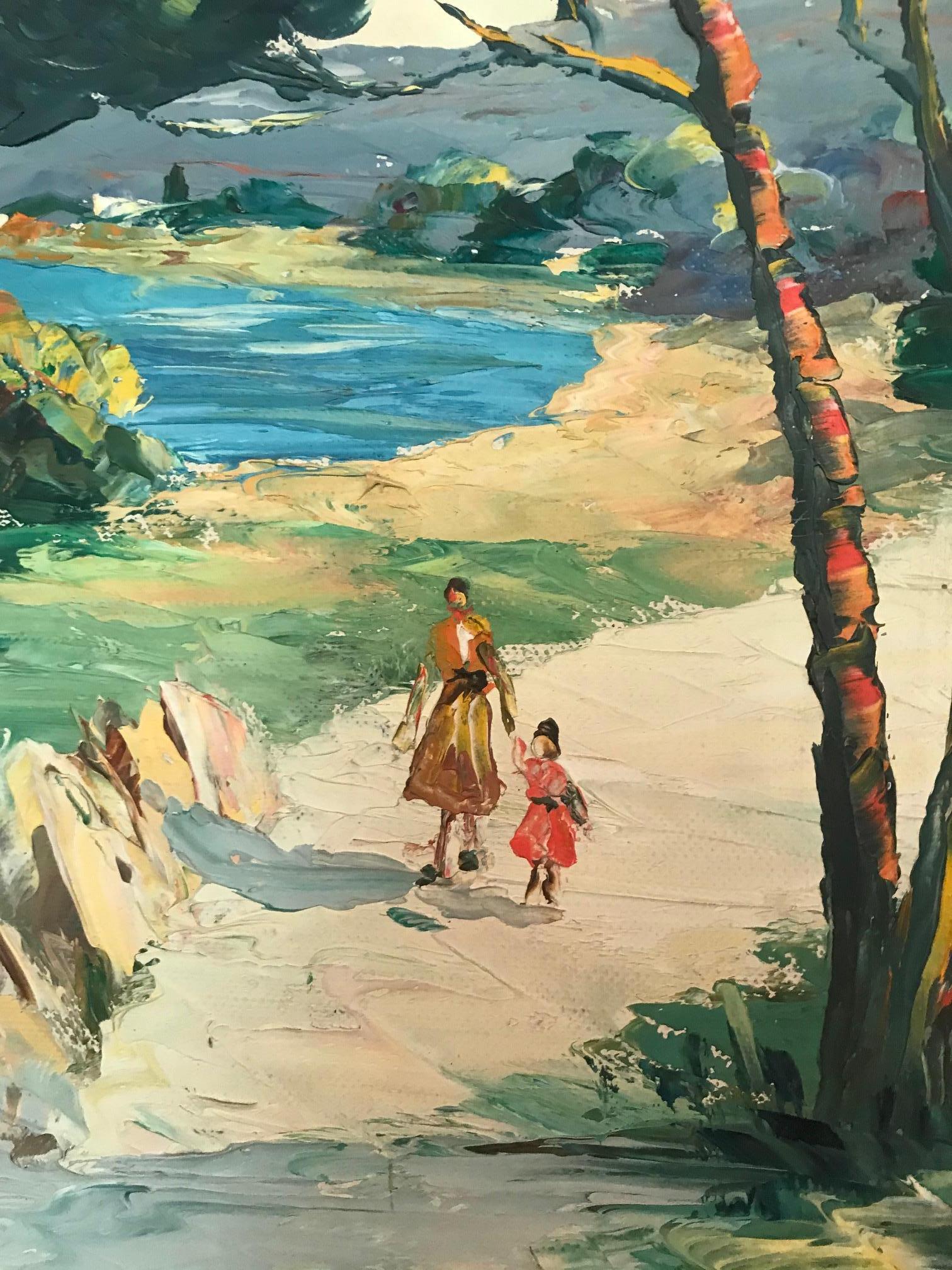 20th Century Christophe Charpidès Seaside Oil on Canvas, 1920s 1